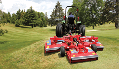 Rear-Mounted Red Lawn Mower
